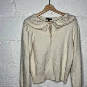 White Cream Balloon Sleeve Sweater